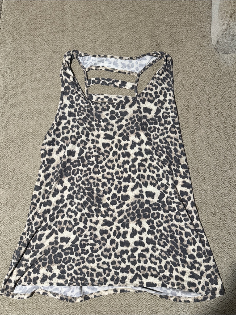 Leopard-Print Racerback Tank Top - Beige/Black